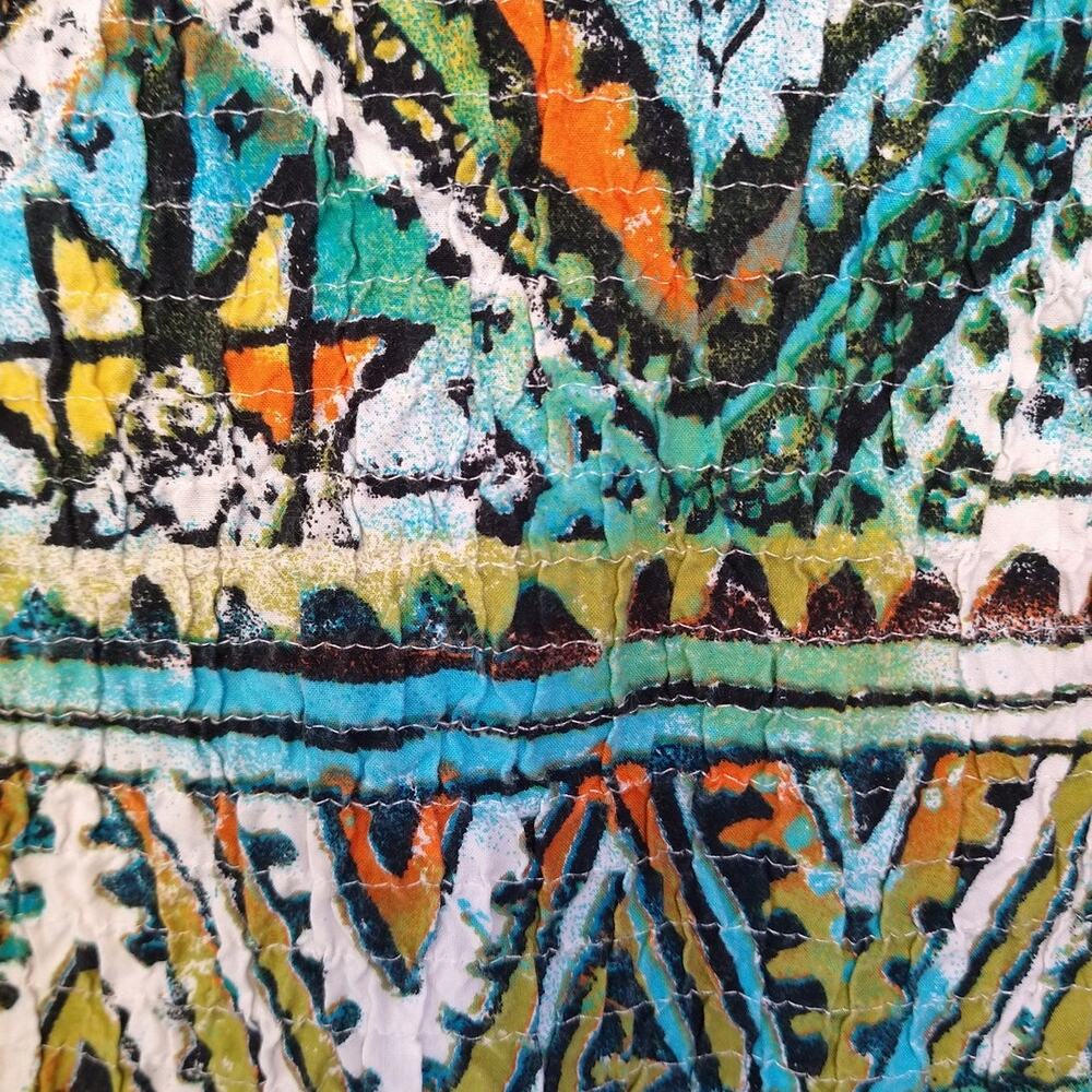 Chico's Distressed Aztec Smocked back Jacket Full front zip size XL (3) - Picture 5 of 11